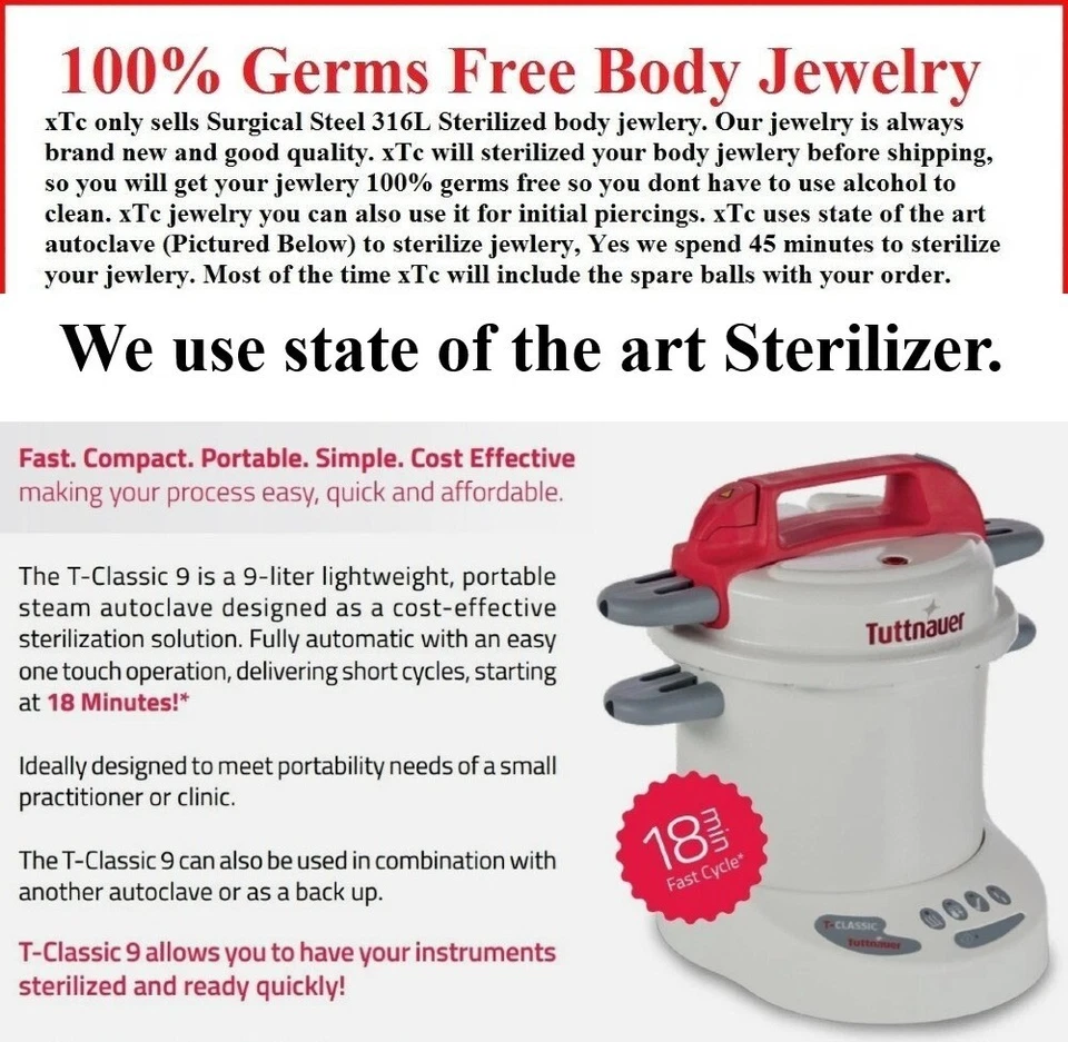 UNO piercing corporal de acero quirúrgico 316L de 16 g-00 g estiramiento/inserción cónica. Foto 4 de 4