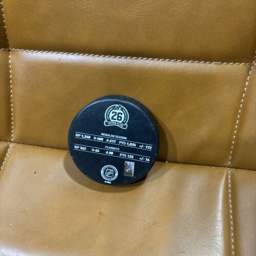 2018 Patrik Elias #26 NJ Devils InGlasco NHL Jersey Retirement Stats Hockey Puck - Picture 2 of 2