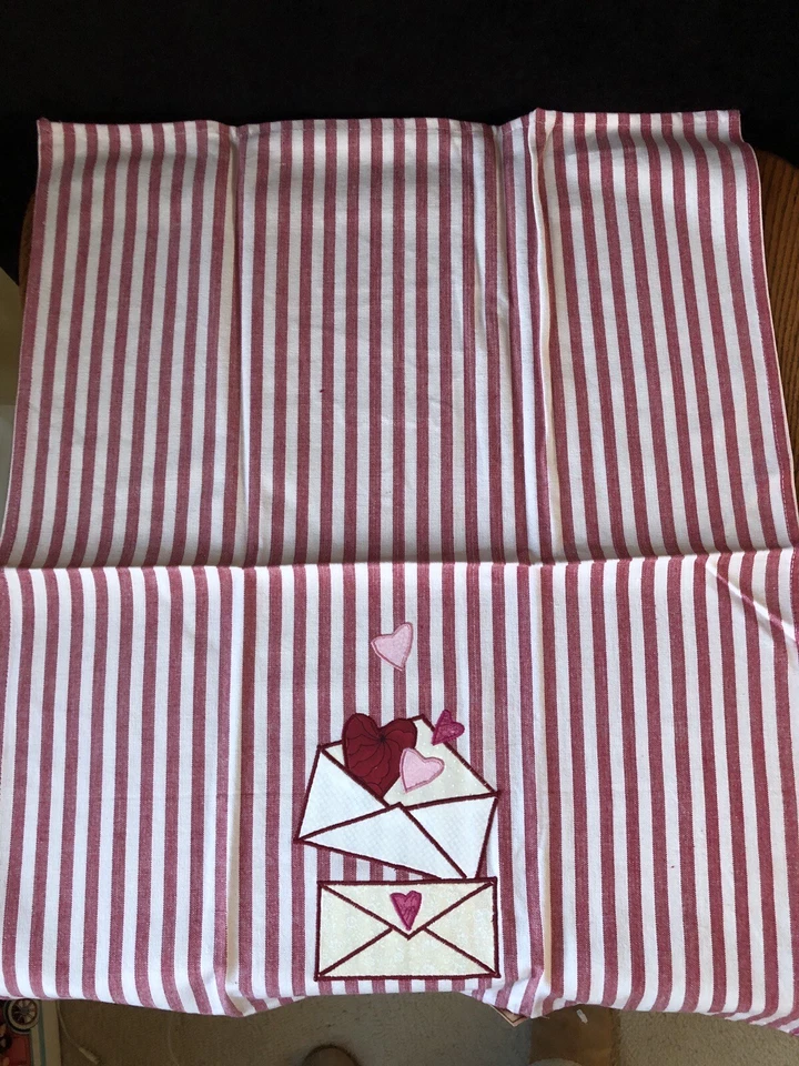 Toallas de plato bordadas con estampado de algodón de San Valentín Calico coleccionables corazones nuevas con etiquetas (2 Foto 3 de 4