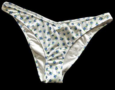 Victoria's Secret PINK Bikini Bottom XXL White W/ Blue Flowers V Front