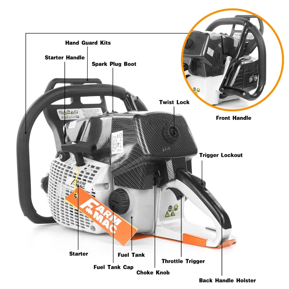 92cc Gas Chainsaw Power Head Compatible with MS660 G660 2-Stroke Engine Cut Wood - image 4 of 4