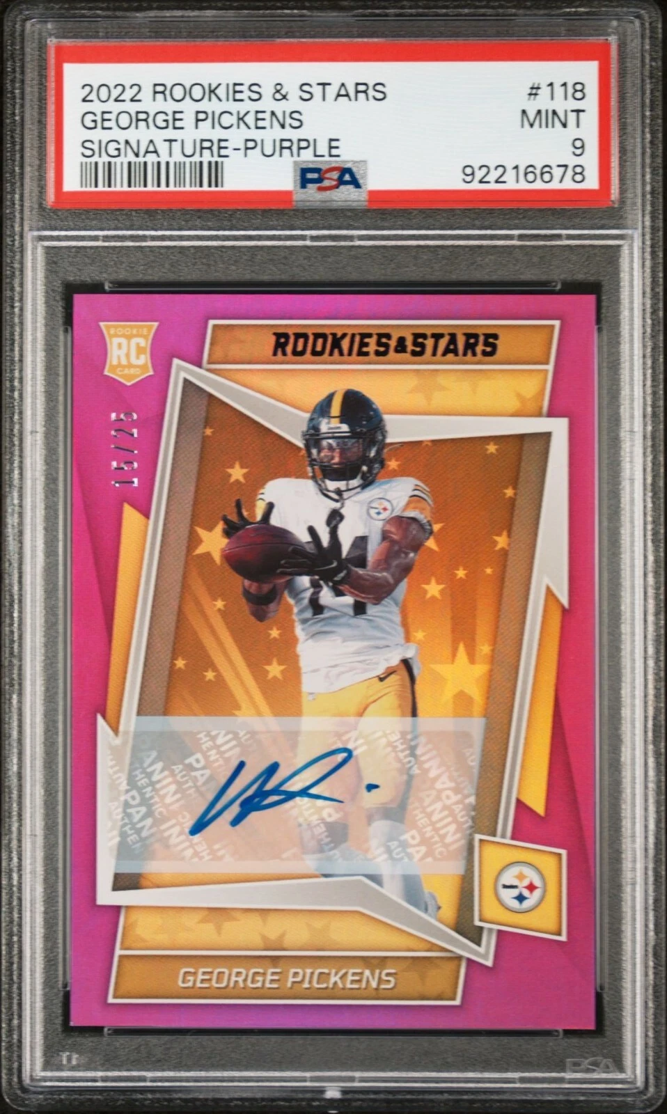 George Pickens Panini Rookies & Stars #118 Signature-Purple