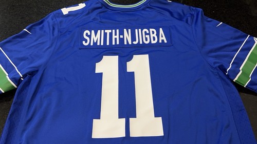 Seattle Seahawks Jaxon Smith-Njigba Nike Royal Throwback Official Game Jersey - 第 8/9 張圖片