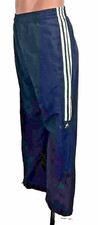 Vintage Adidas Pants M Warm Up Track Windbreaker Lined Navy Blue 90s Ankle Zip