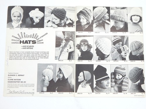 Vintage Bernat Hats Scarves and Mittens No 231 Knitting Patterns 1977 - Picture 2 of 5