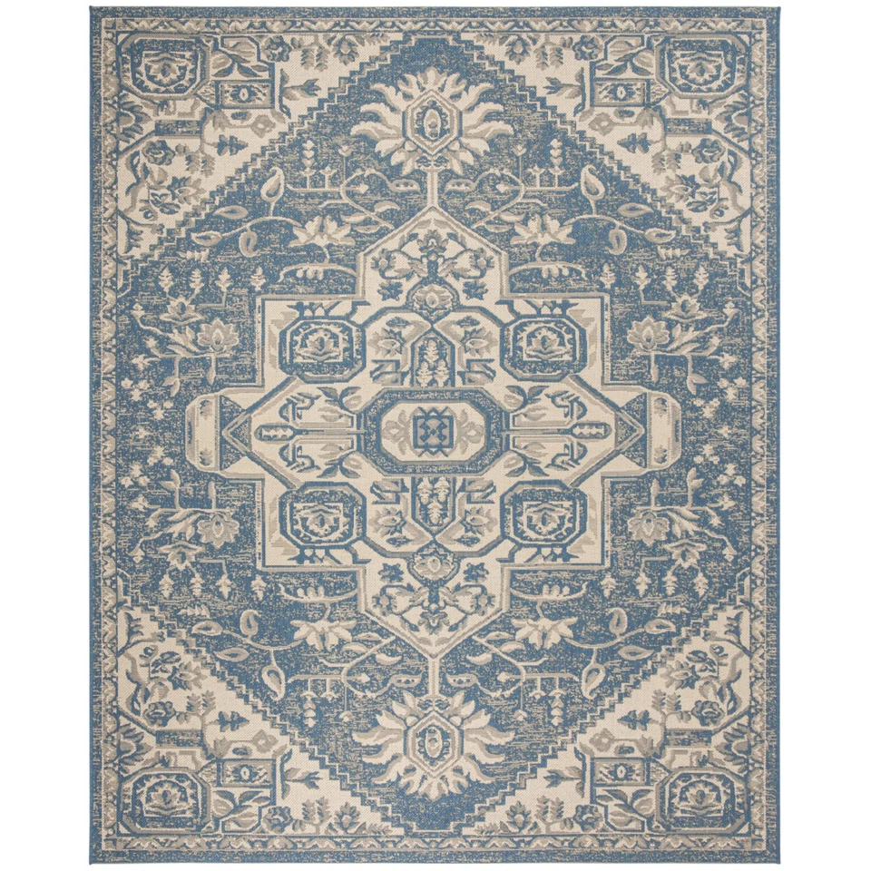 SAFAVIEH Indoor Outdoor BHS138N Beach House Cream / Blue Rug - Image 4 of 4