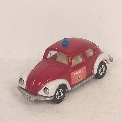 1977 Tomy Tomica Volkswagon Beetle Polizei VW Red/White Good