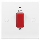 BG 45A WHITE DOUBLE POLE DP COOKER SHOWER SWITCH LED INDICATOR SINGLE SOCKET