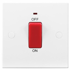 BG 45A WHITE DOUBLE POLE DP COOKER SHOWER SWITCH LED INDICATOR SINGLE SOCKET