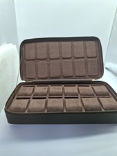 Genuine Brown Leather Watch Travel Case   Storage Box with 12 Slots