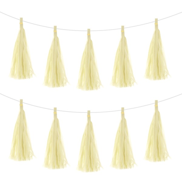 30Stk Creme Quasten Girlande Banner Mit Seil Tissue Paper Quasten Party Diy Kits-image
