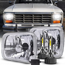 For Ford Bronco 1978-1986 Pair 5x7" 7x6" Square DOT LED Headlights High Low Beam