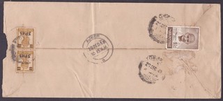 India 1948 Gandhi Cover with KGVI 3Pies overprint pair Dec 1948 CV £20/$25