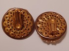 Vintage clip on floral Earrings w/ faux pearls & clear rhinestones marked Leru — photo 8