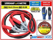 HEAVY DUTY 1000AMP CAR VAN JUMP LEADS 4 METRES BOOSTER CABLE START & GLOVES NEW