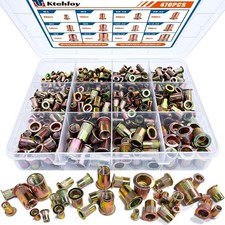 470Pcs SAE UNC Rivet Nut Assortment Kit, Zinc Plated Carbon Steel Rivnut Threade