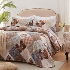 Full/Queen Size Quilt Set 3 Pieces Lightweight Reversible Bedspread-90''X98'' So