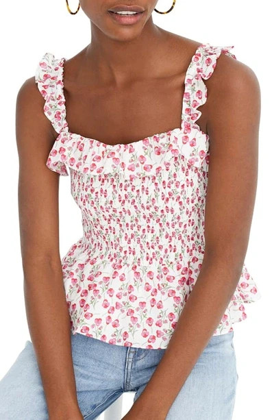 J.CREW $118 Smocked Peplum Ruffle Top in Liberty Art Ros Floral Size Small