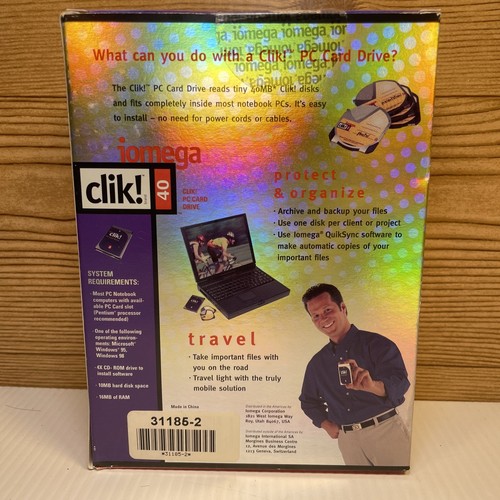 Iomega Clik! Click! 40 External PC Card Drive Pocket Zip Was Sealed - Picture 3 of 5