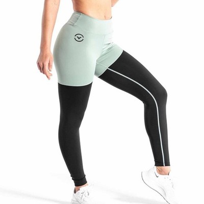 Virus Asymmetric Pants Women's Bioceramic Compression Sz XS Mint/Black Yoga