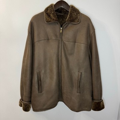 Bobby Jones Brown Suede Leather Coat Jacket Shearpa Lined Classic Men's XL 