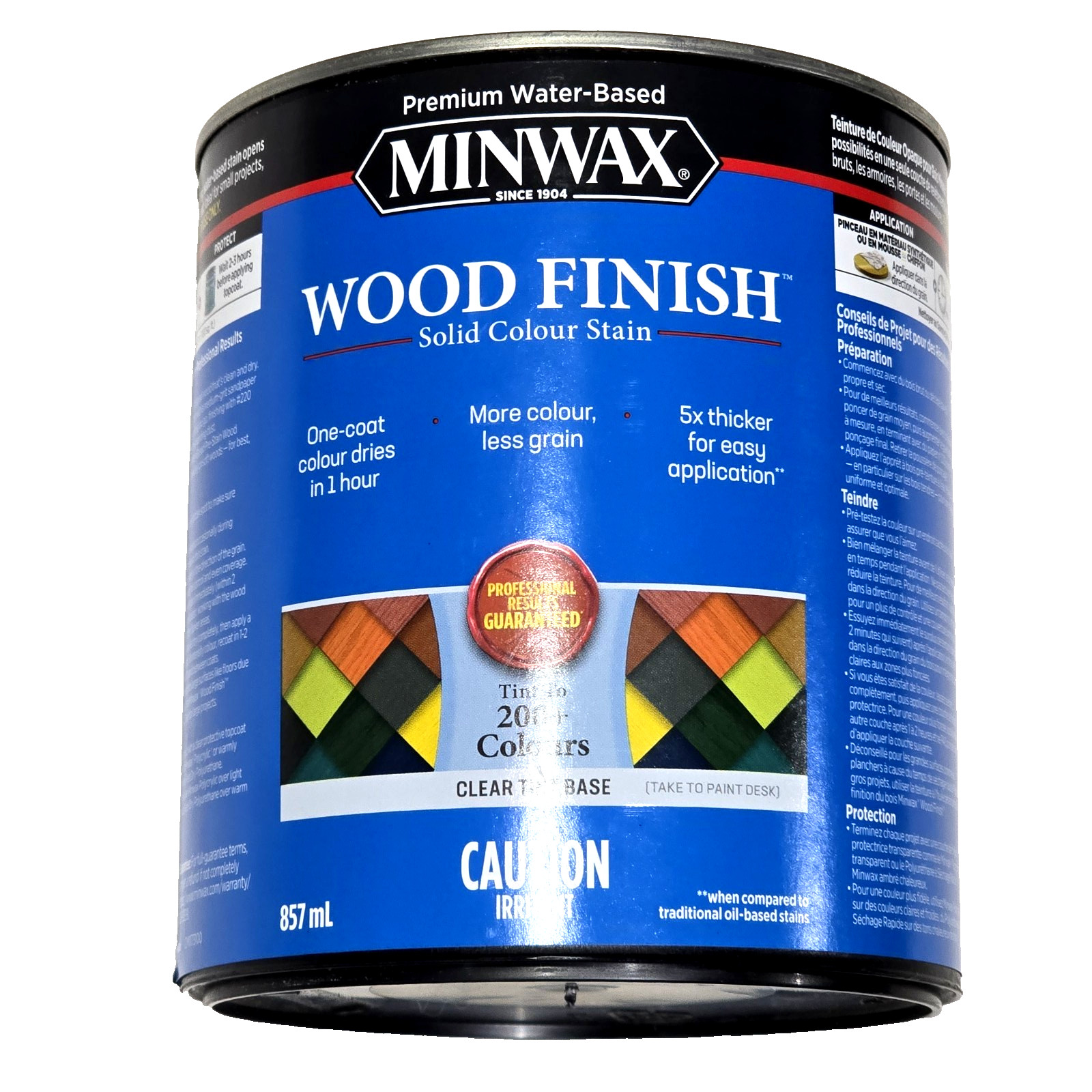 Water Based Minwax Wood Finish Solid Color Stain Clear Tint Base Quart