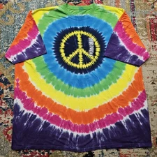 Liquid Blue Peace Sign Tie Dye T-shirt Mens Size 5XL Tee Shirt Groovy 