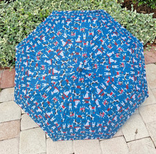 TOTES UMBRELLA RED WHITE BLUE DOGS AUTO OPEN 42 INCH COVERAGE NWT