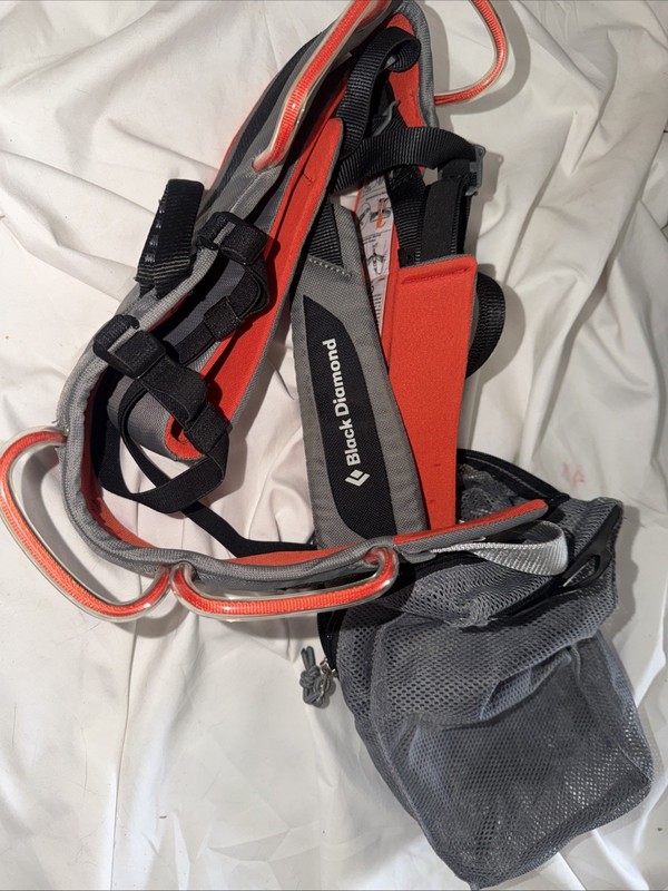 Black Diamond Climbing Harness Gray/Red with Mesh Bag Outdoor Equipment