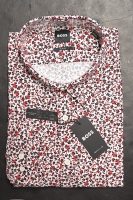 Hugo Boss Men Roan Slim Fit Floral Performance Stretch Business Casual Shirt XXL
