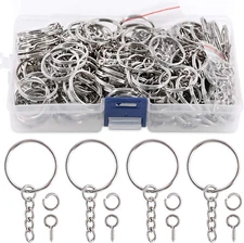 Swpeet 450Pcs 1" 25Mm Sliver Key Chain Rings Kit, Including 150Pcs Keychain Ring