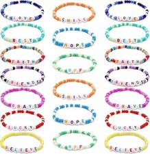 20 Pcs Friendship Bracelets for Teen Girls Preppy Letter Beaded Bracelets Bulk