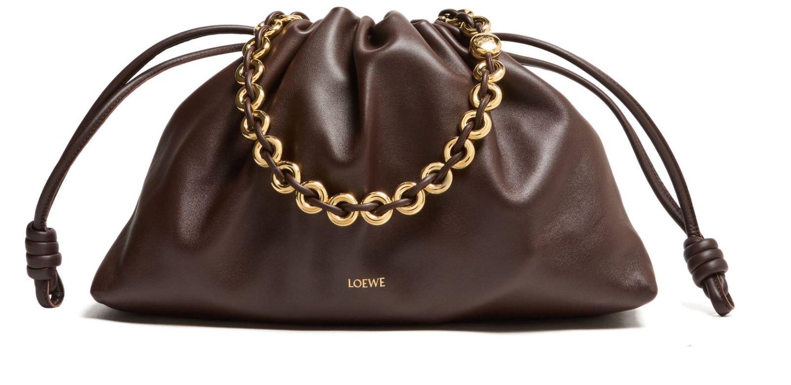 LOEWE Flamenco Large Dark Brownie Nappa Leather Purse Bag New
