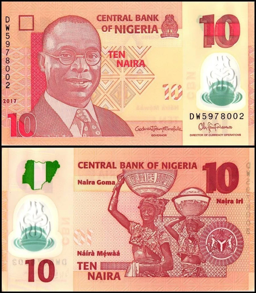 Nigeria 10 Naira, 2017, P-39h, UNC Polymer X 100 PCS Bundle Pack - Image 2 of 2