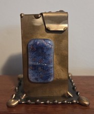 Gary Rosenthal TZEDAKAH Mixed Metal Copper & Fused Glass Judaica Charity Box VTG