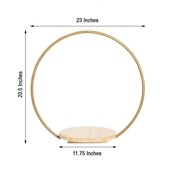 OURO 20" Madeira com Arco de Metal Geométrico Redondo SUPORTE PARA BOLOS Decorações de Eventos de Festa - Imagem 2 de 4