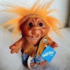NEW 1986 Vintage HIPPY - 5" DAM Troll Doll Orange Hair - HANG TAG -RARE