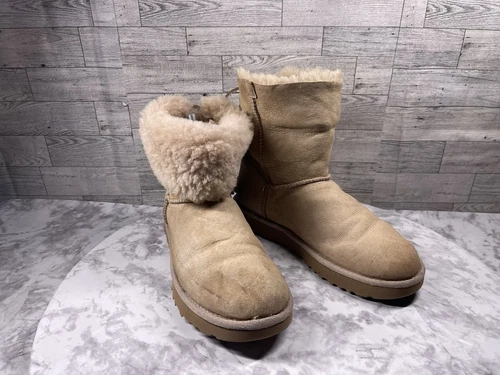 Stivali Ugg donna 8M Kristabelle scarpe marrone scamosciato shearling corsetto stivaletti