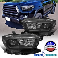 Fits 2016-2023 Toyota Tacoma Black Projector Headlights Lamp Leftright Pair