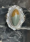 Vintage Southwestern Sterling Silver Polychrome Jasper Ring Size 7.75