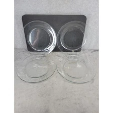 Set of 4 Clear Glass Dinner Plates 10.25" Diameter - Has Scratches!
