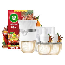 Air Wick Mulled Wine Clementine & Spice Plug-in Diffuser Kit Device + 3 Refills