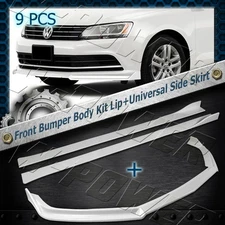 Painted White For 2015-2018 Volkswagen Jetta Front Bumper Lip + Side Skirt 9PCS