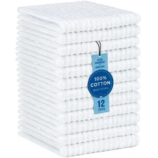 DecorRack 12 Pack 100% Cotton Kitchen Towels for Cleaning, 12 x 12 inch, Ultr...