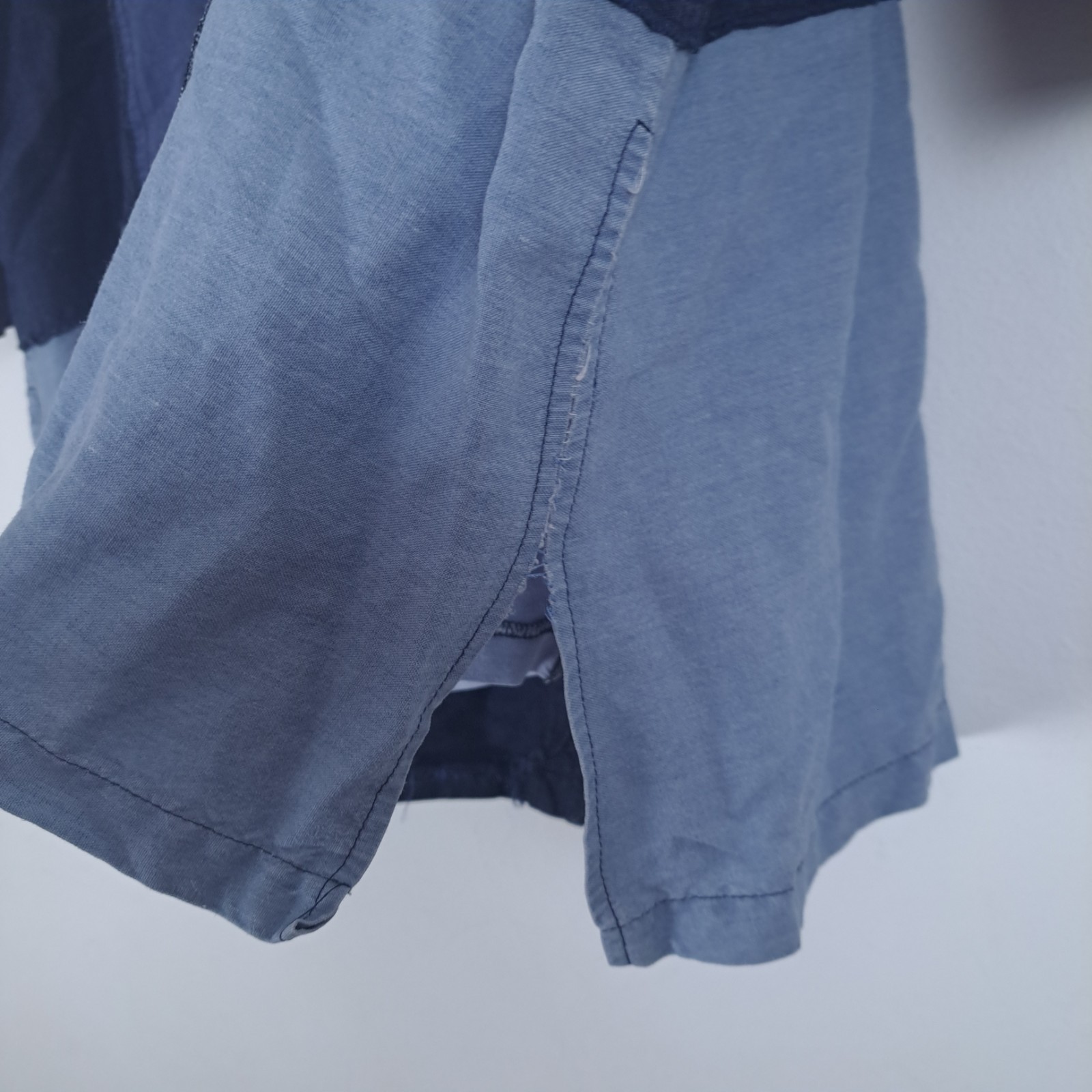 Linen Blend Chambray Patchwork Button Up Top Wome… - image 7