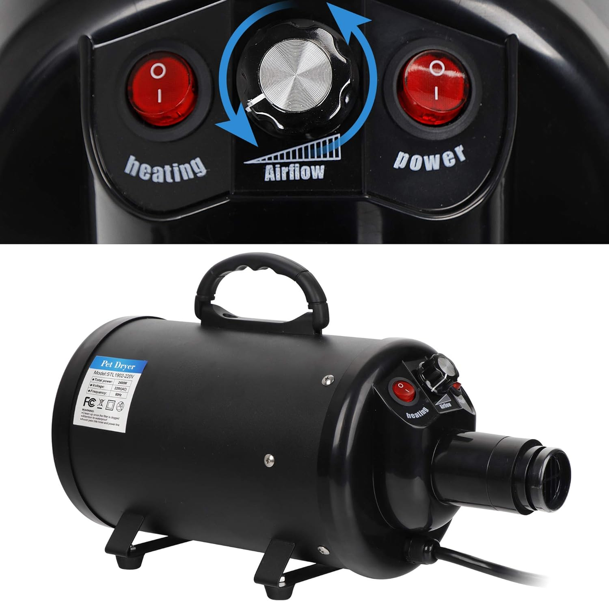 Dog Dryer, Pet Grooming Blower with Heater for Cat/Dog, 2400W