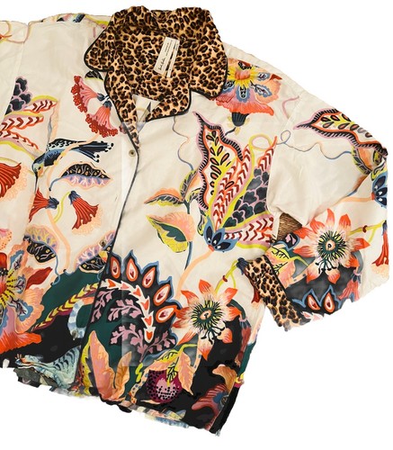 Anthropologie Sarah Gordon Floral Flannel Pajama Top Shirt PJs Floral NEW Sz M - Picture 6 of 9