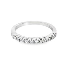 14k White Gold 0.16ct Round Diamond Prong Set Stack Wedding Band Ring Size 7