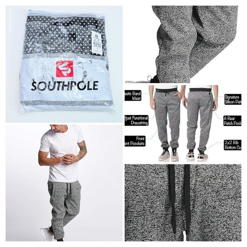 Southpole Fleece Sweatpants - Men's 2XL - Black/White - Comfort Soft Jogger- NWT