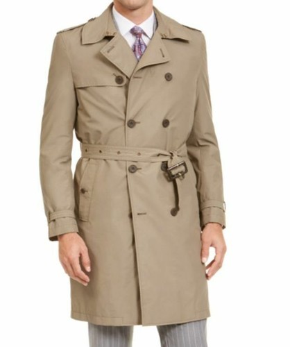 Calvin Klein Men's Slim-Fit Double Breasted Military Raincoat - Olive